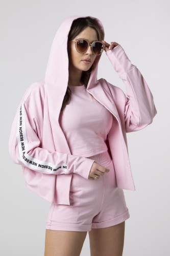 27167 bluza z kapturem i lampasami na rękawach