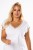 31373 bawełniany t-shirt z dekoltem w serek i brokatową lamówką