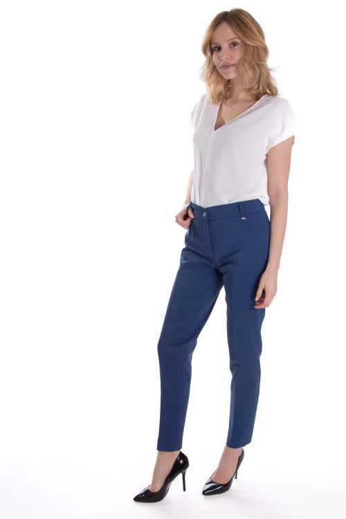 SPODNIE MATERIAŁOWE KLASYCZNE Z GUMKĄ ROYAL BLUE