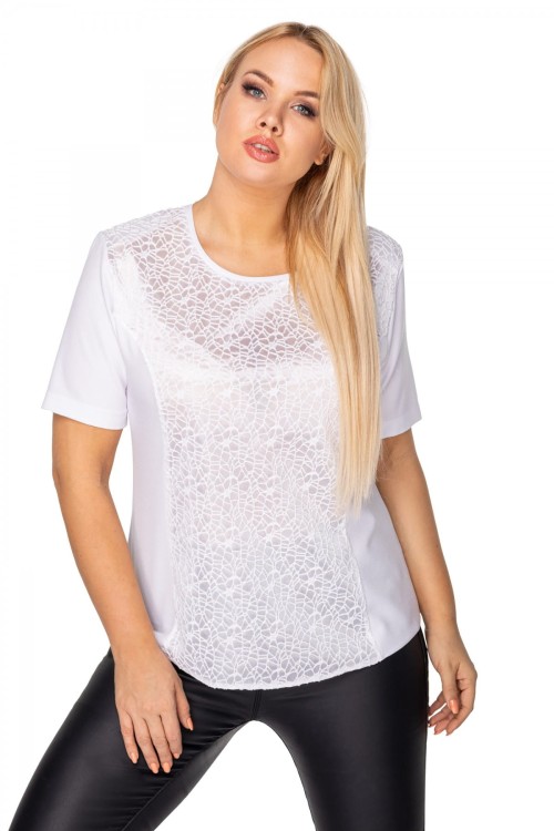 24114 elegancka bluzka z gipiurową wstawką