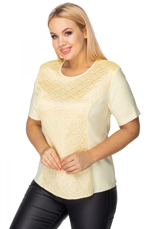 24118 elegancka bluzka z gipiurową wstawką